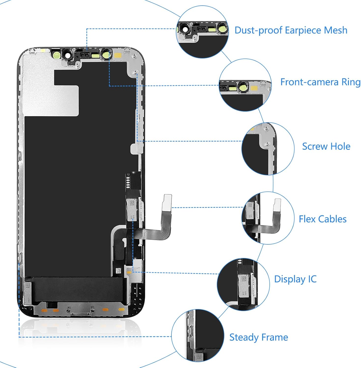 for iPhone 12/12 pro Screen Replacement Kit Black 6.1 Inch 3D Touch Digitizer Display LCD Screen Replacement Glass with Repair Tools Set for A2172, A2402, A2403, A2404