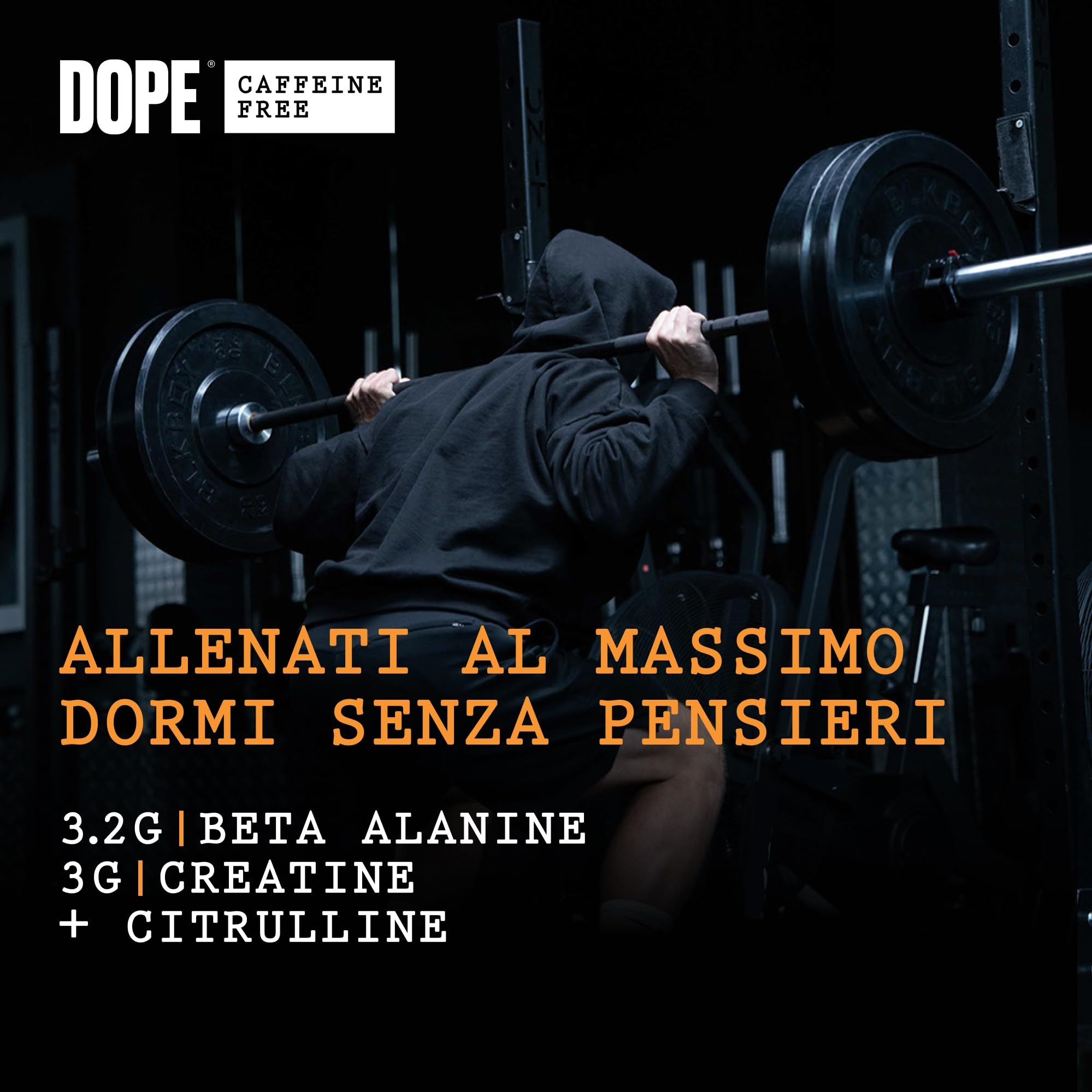 Dope Polvere Pre-Workout Senza Caffeina | Strawberry Lime | 510g | 30 Porzioni | Senza Stimolanti | 3,2g Beta Alanina | 3g Creatina | Miscela Citrullina AAKG | Vitamina B6 | Potenza, Resistenza