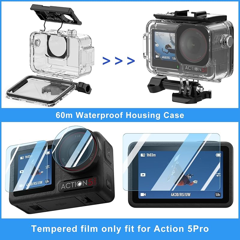 BMUUPY DJI Osmo Action 5 Pro/4/3 kiegészítő szett vízálló tok bicikli tartó fejpánt
