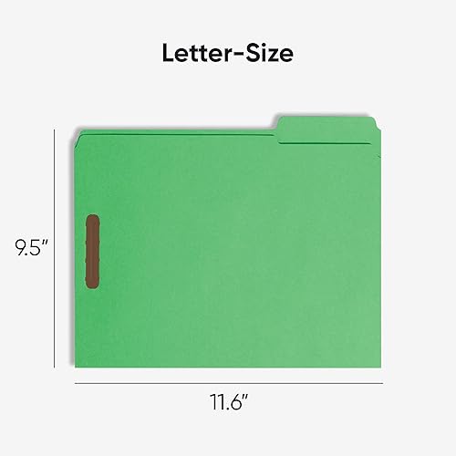 Vista 3 de Smead Fastener File Folders, 50 Count, Green, Reinforced 1/3-Cut Tabs, 2 Fasteners, Letter Size (12140)