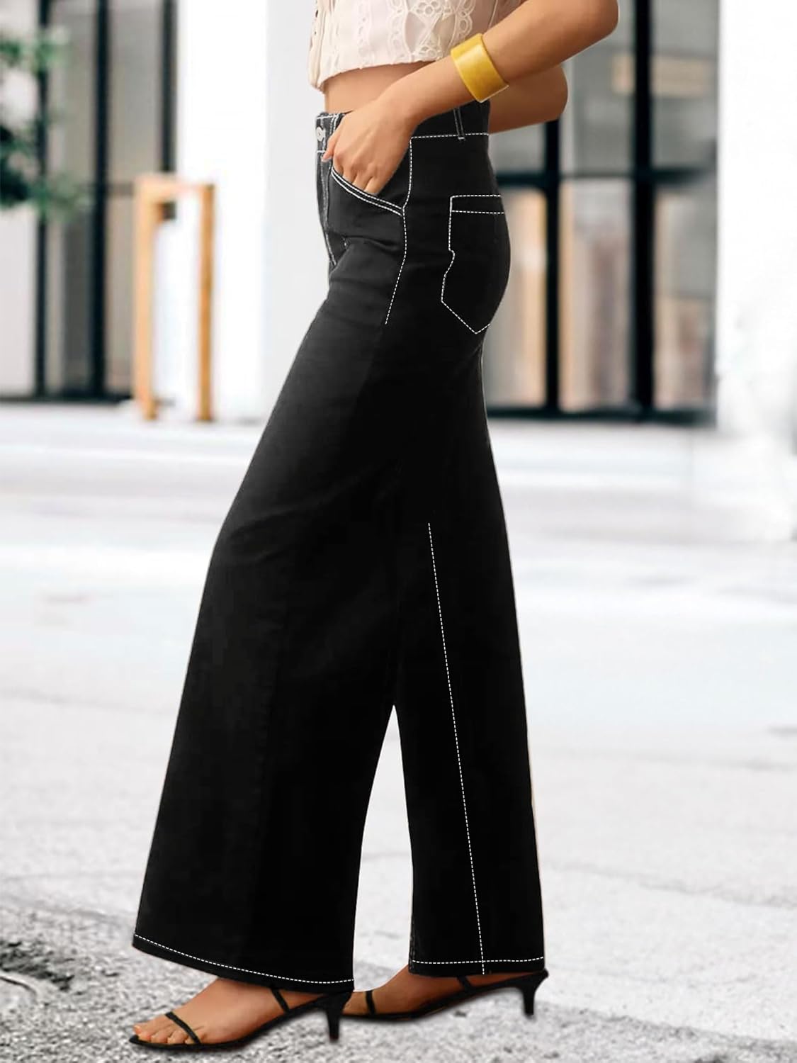 High Waisted Wide Leg Jeans for Women Trendy Stretchy Baggy High Rise Denim Pants Casual - Image 4