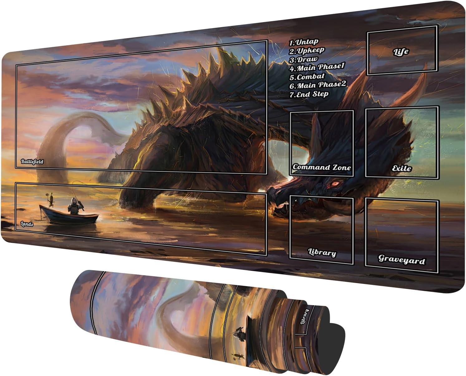 MTG Dragon Playmat Board Game Battle Dragon Play Mat Compatible for MTG DTCG CCG RPG Trading Card Mats TCG Playmats Table Fighting Card Dragon Mat Mouse Pad 23.6 x 13.7 inches