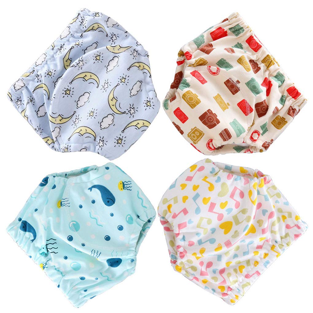 Lot De 4 Culottes D'apprentissage Lavables Bébé - Imperméables Anti-fuites - Pour 18 Mois à 4 Ans - Apprentissage Propreté