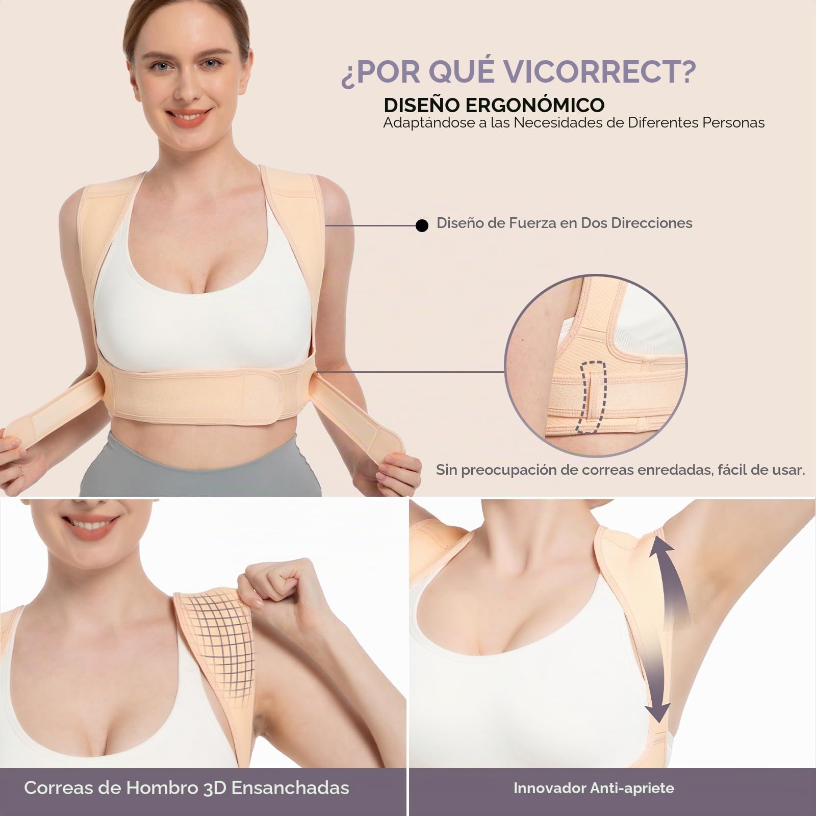 Vicorrect Corrector de postura Regolabile Postura Corrector espalda para mantenimiento de espalda, cuello y hombros, cinturón de espalda para mujer para aliviar el dolor del cuello (S/M)