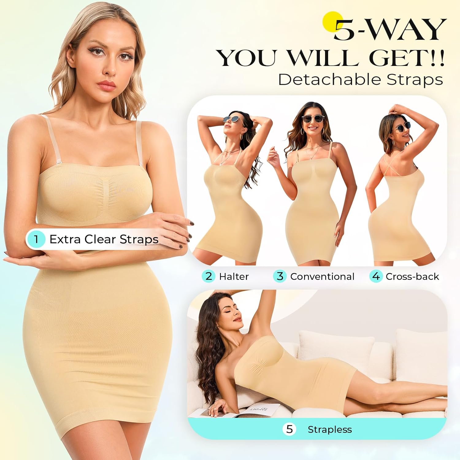 Strapless Shapewear Slips for Tummy Control Women’s Full Slip Under Dresses Body Shaper Seamless - Image 3