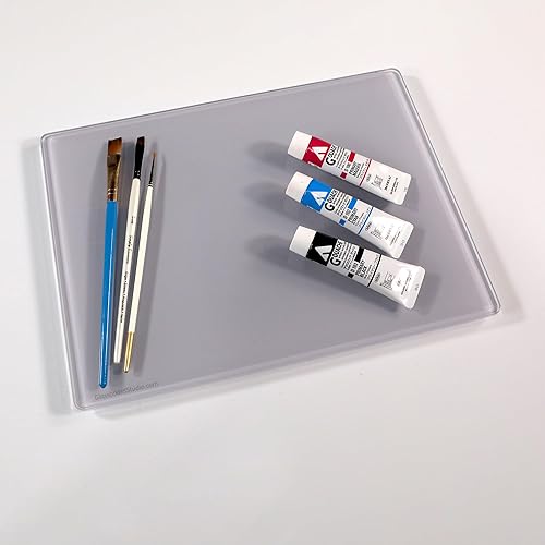 Miniatura 2 de GLASSBOARD STUDIO Paleta de pintura de vidrio templado ultra transparente para pintura acrílica y al óleo, grosor de 14 de pulgada, bajo hierro,