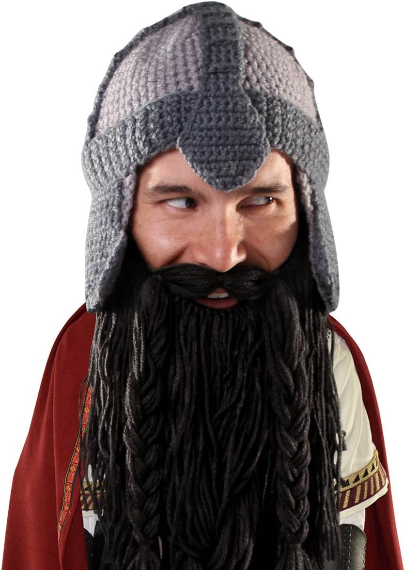 Beard Head Barbarian Dwarf Warrior - Original Handmade Knit Helmet and Removable Beard