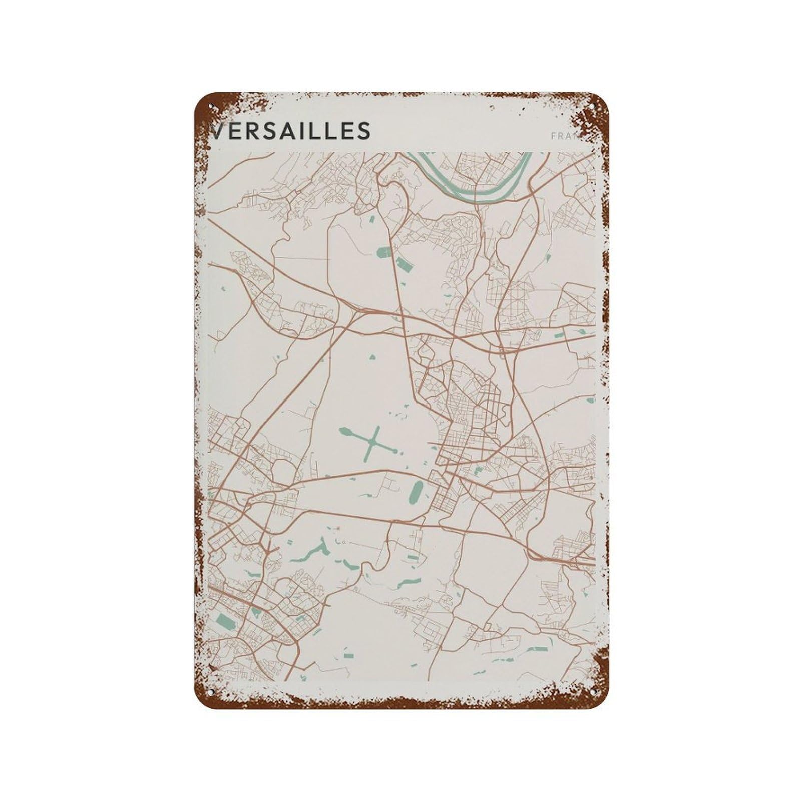 xiaoxiaoshen Versailles Map France Travel Gift Scandi Wall Decor Art Metal Tin Poster Modern Home Decor Art Home Bar Shop Decorations Vintage Sign 30x20cm