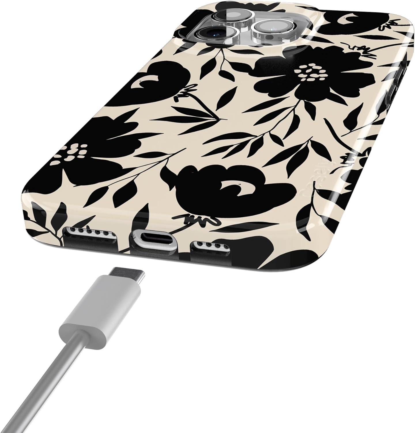 Casely iPhone 15 Pro Case | Dark Fantasy | Contrast Floral | Compatible with MagSafe | Classic Ultra Slim Design