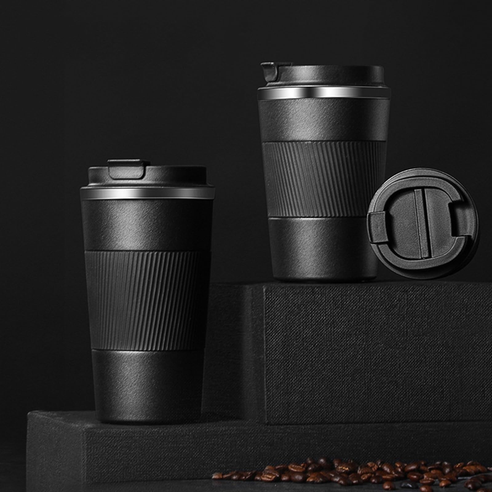 Becher Tassen 12/17oz Kaffee-Thermosbecher, doppelwandiger Edelstahl, tragbare Reiseisolierung, Thermo-Kaffeetasse Kaffeebecher (Color : 2, Size : 510ml)