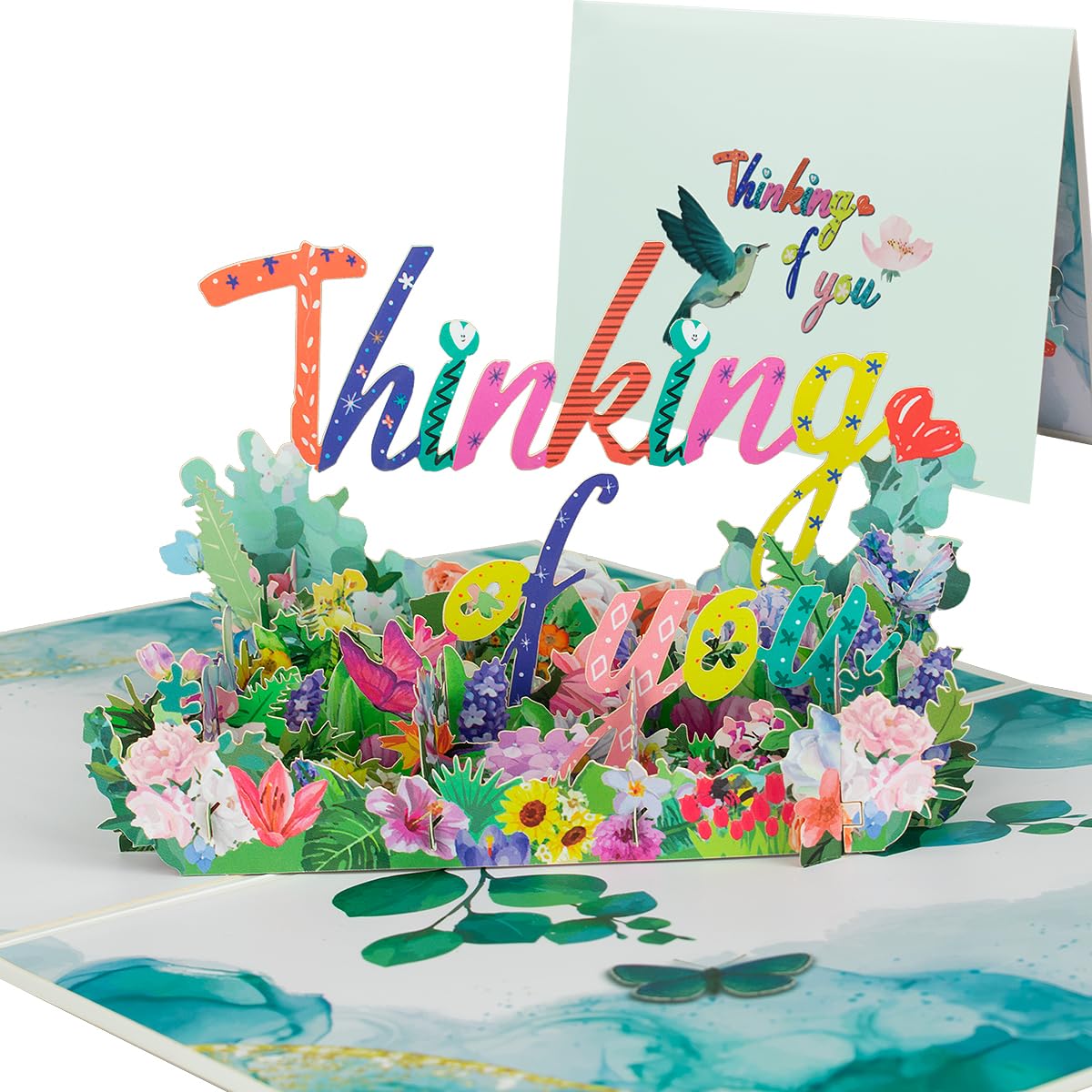 CNLITIHEKA 3D Colorful Flower Thinking Of You Card, Deepest Sympathy Card, Loss of Loved One, or Pet, Includes Envelope.