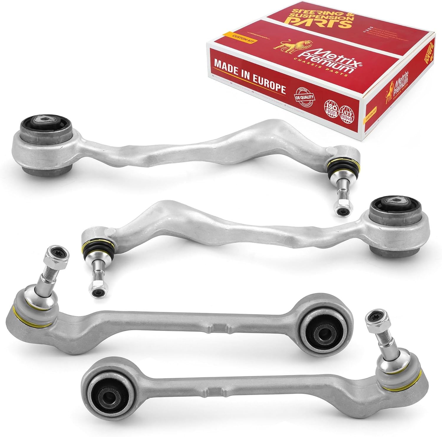 Metrix Premium Chassis Parts - 4 PC Front L/R Forward & Rearward Control Arm Kit Fits 06-11 BMW 323i, 07-13 328i, 07-13 335i, 09-11 335d, 12-15 X1, RK620127 RK620128 RK620129, RK620130, Made in Europe