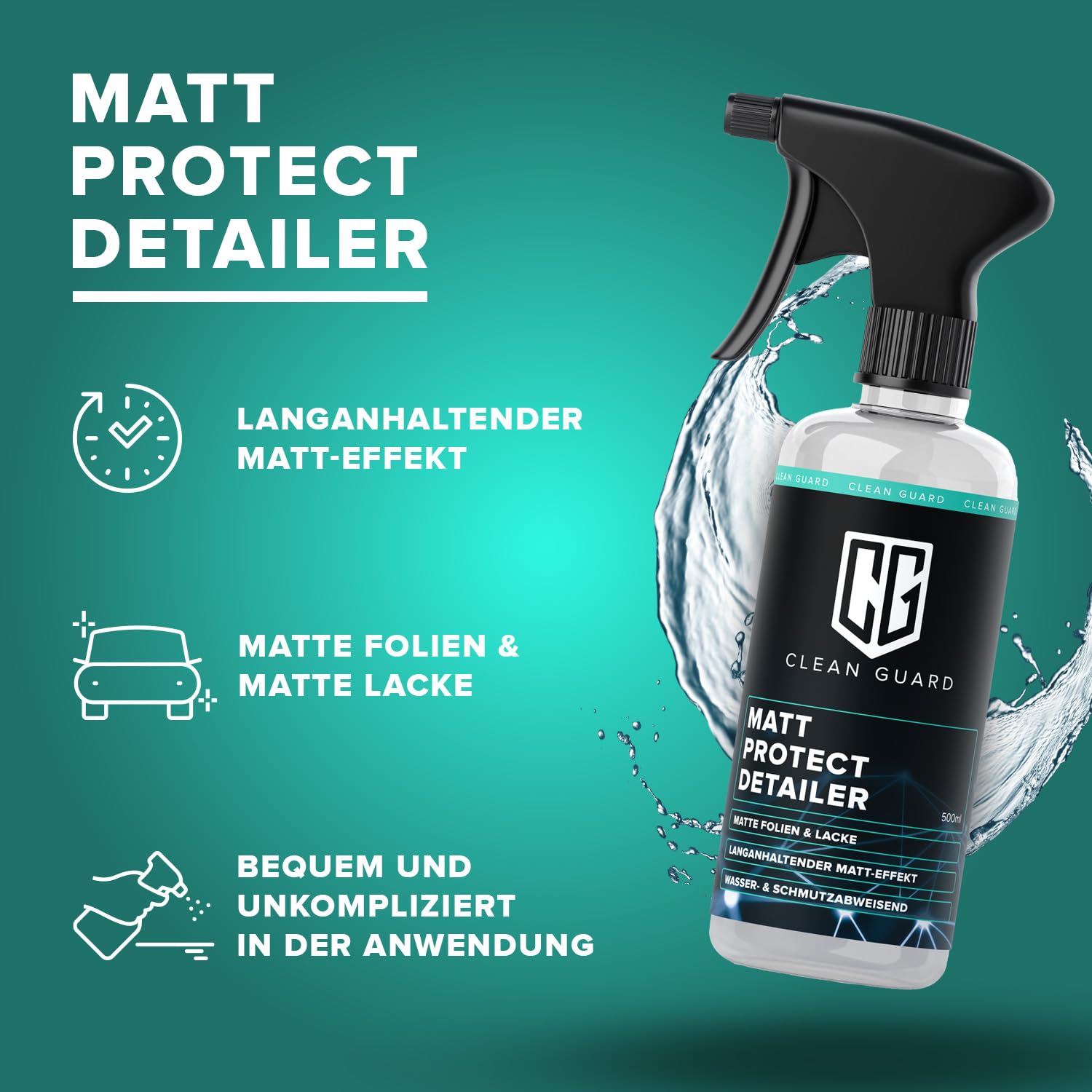 Matt Protect Detailer 500 ml | Pielęgnacja lakieru matowego dla lakieru matowego i folii matowej | środek do pielęgnacji lakierów matowych | świeży efekt matowy do wszystkich matowych