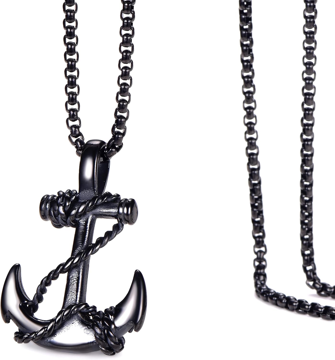 Anchor Necklace for Men Stainless Steel Navy Anchor Pendant with 24 Inch Chain - Image 2