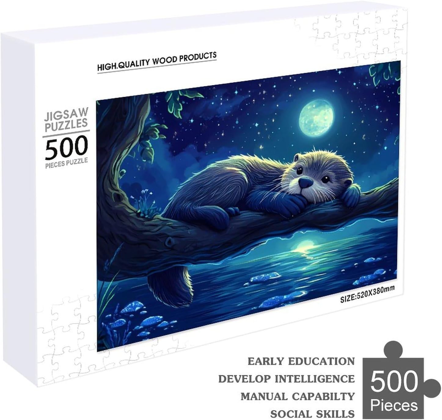 Wildlife Animal Sea Otter Wood Puzzle Challenging Jigsaw Puzzles for Women Men