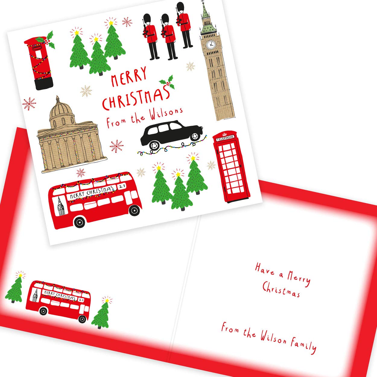 Personalised Christmas Card Packs Write Your Own Easy Custom Message Simple and Elegant Xmas Cards Pack of 20 by Paper Themes - London