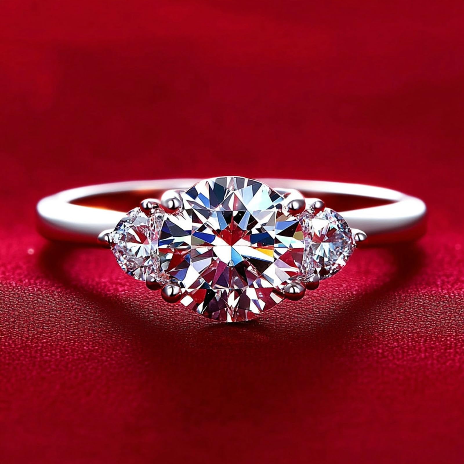 Anillos para mujer de oro con moissanite de 1,5 ct, anillo de boda de oro blanco, elegante anillo de compromiso, anillo de aniversario