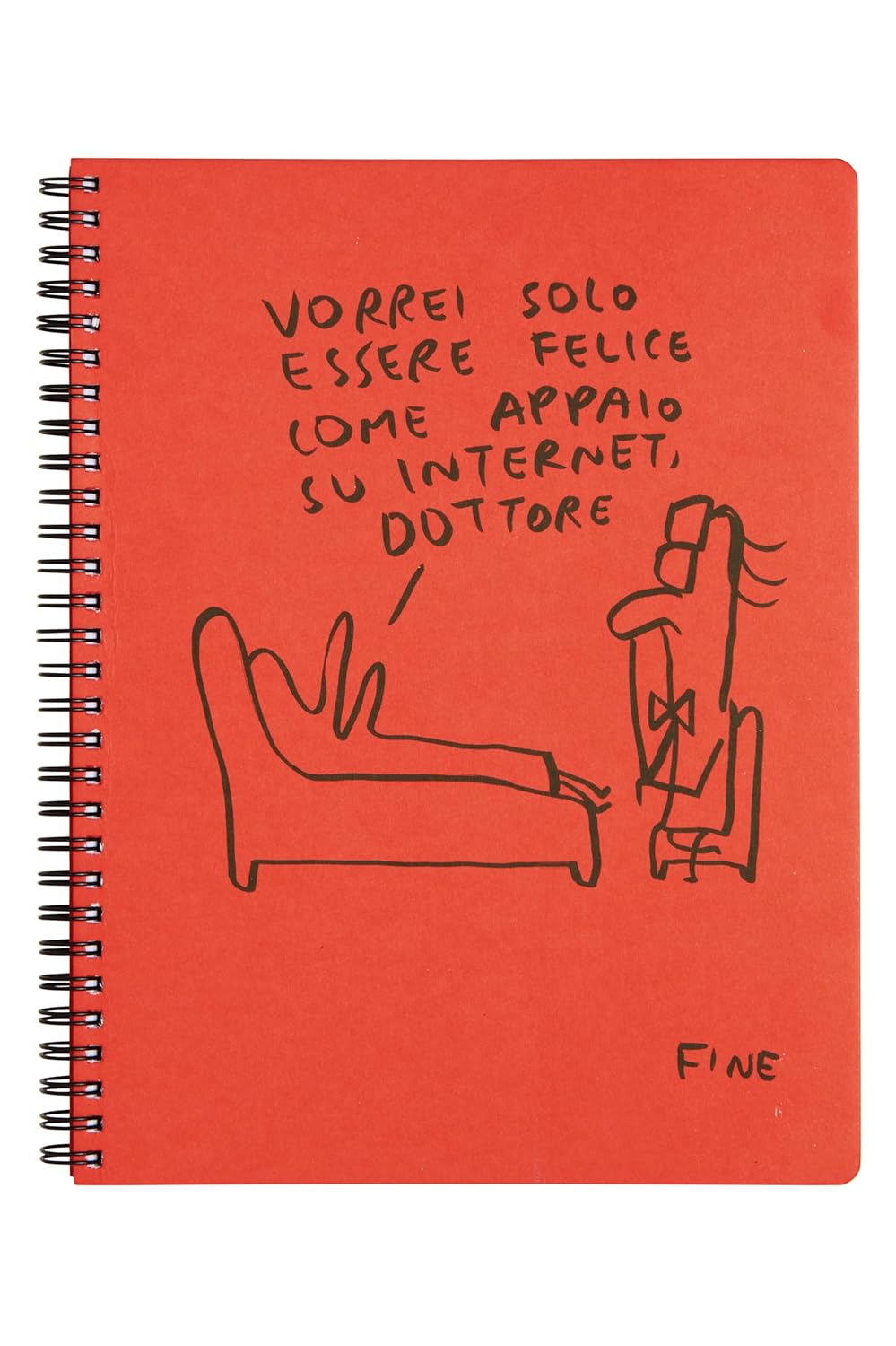 Art&Design24 Spiral Notebook GLI SCARABOCCHI DI MAICOL&MIRCO "Doctor" Graphics, Red Cover with Black Elastic, 56 White Pages 120 g, 25 x 19 cm      Office Product