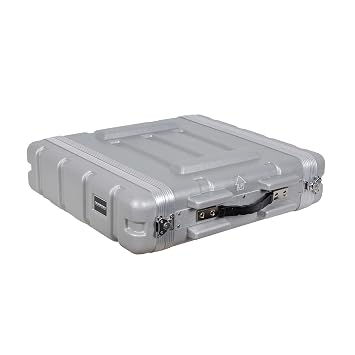 Crossrock Stackable 2U Rack Case, Strong Molded with Heavy Duty Hardware, Standard 19.25 Depth-Silver(CRA8602USL)