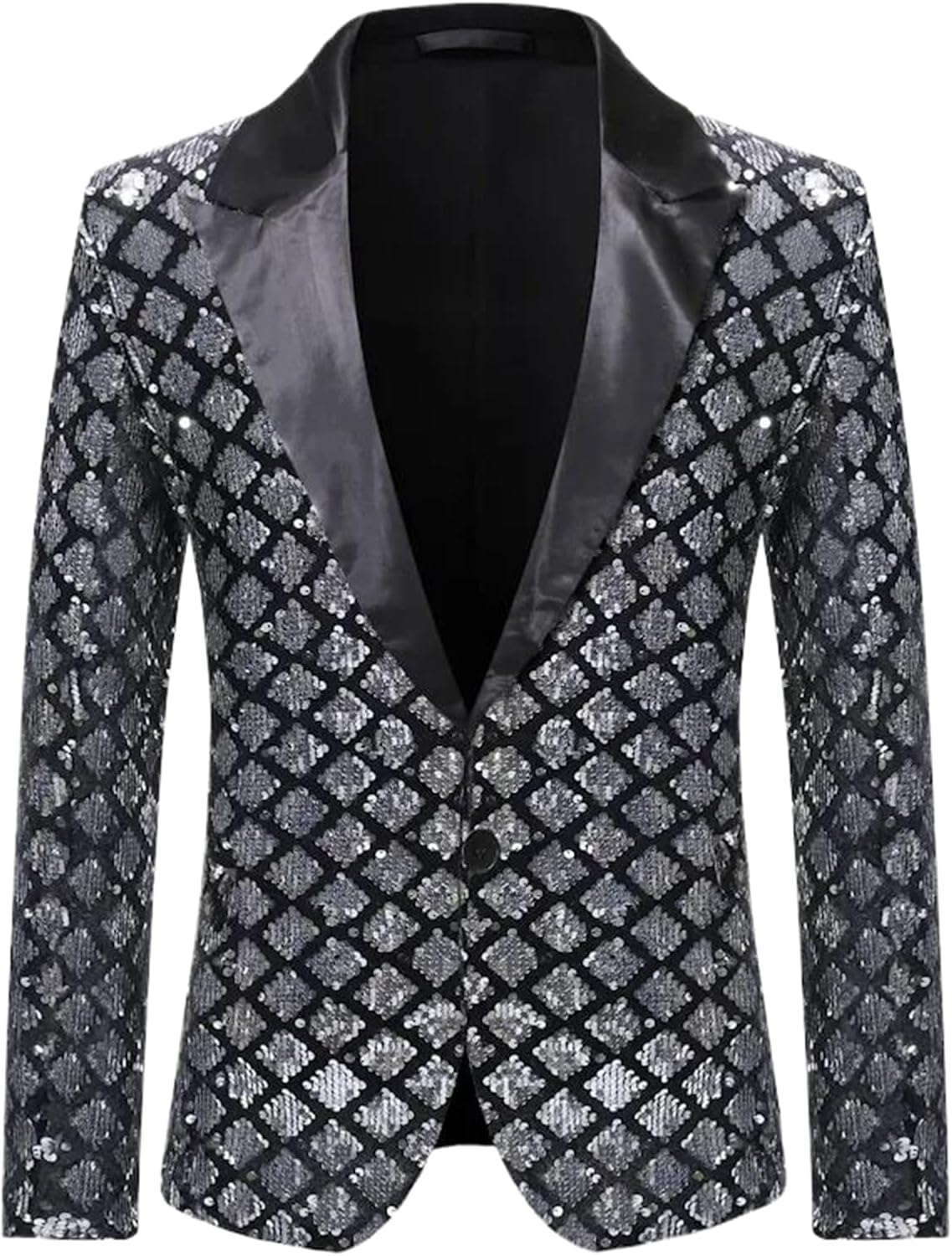 Men Suit Jacket Sequin Decoration Wedding Party Dress Coat Blazers