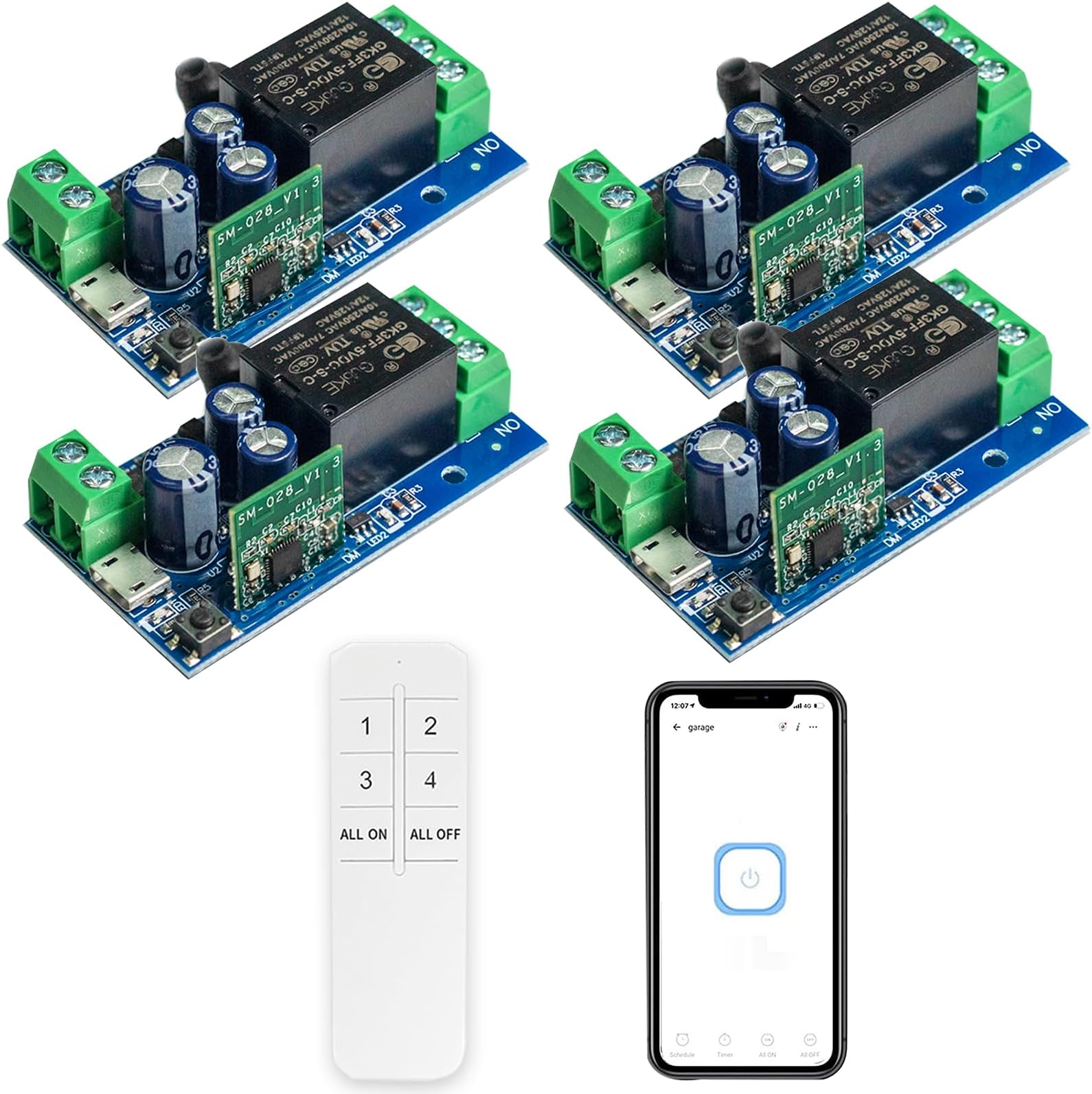 Ewelink WiFi Wireless Smart Relay Module USB 5v 1 Channel Inching Selflock 7V-48V Remote ON Off Power Switch for Access Control, Garage Door,Home Automation, Compatible with Alexa Google Home