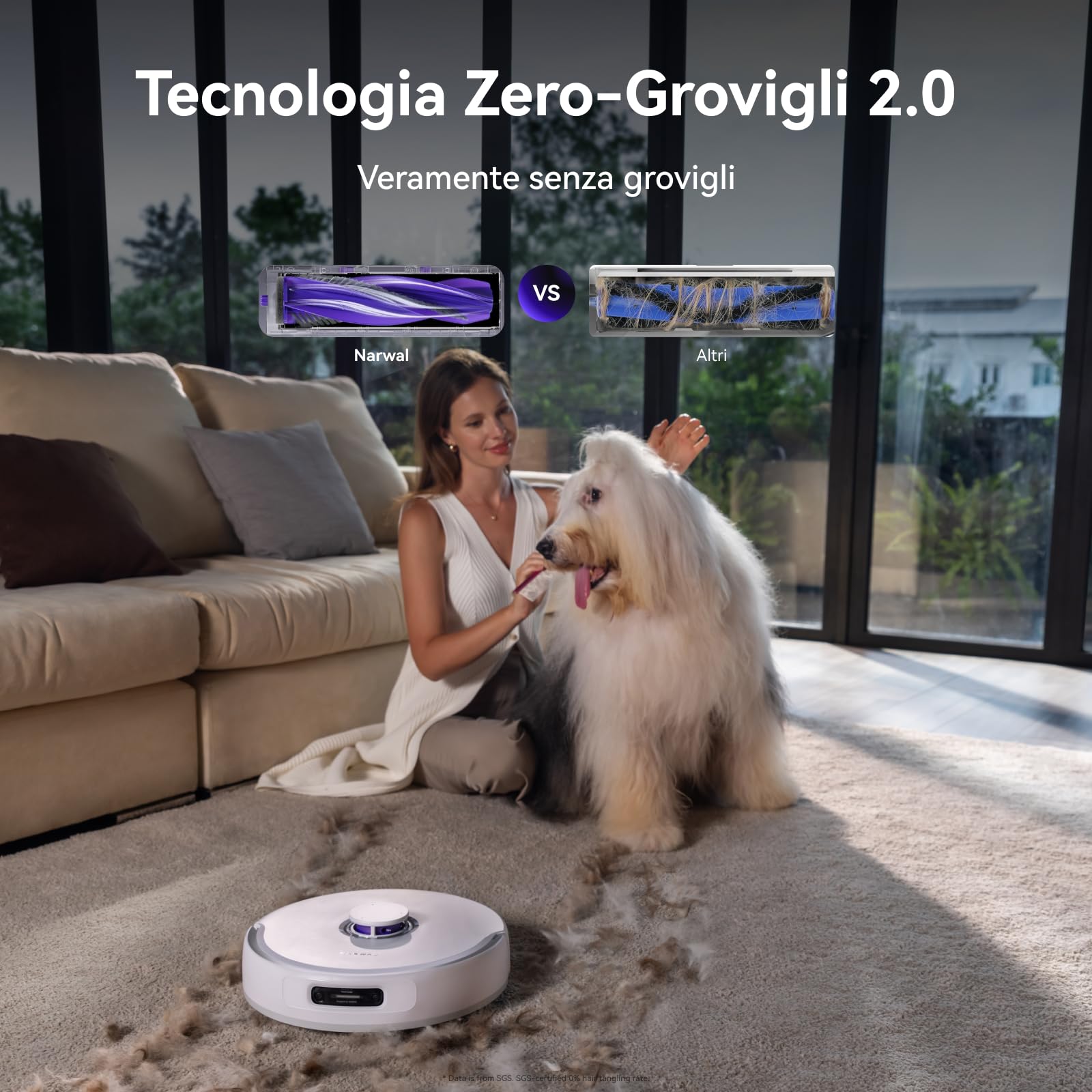 NARWAL Freo Z Ultra Robot Aspirapolvere e Lavapavimenti con Doppi Chip AI e Twin AI Dodge, Evitamento degli ostacoli AI Ultra-Preciso, Aspirazione 12000 Pa, Spazzola a Rullo Avvolgente Anti-pelo 2.0