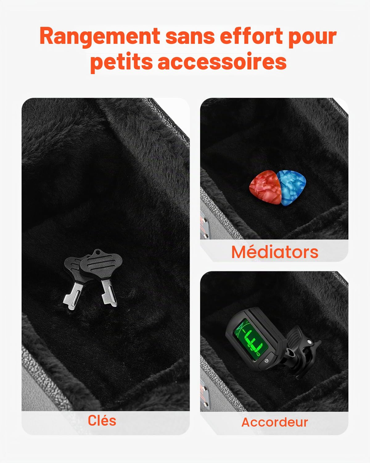 VEVOR Étui Guitare Électrique Rigide en Forme Gourde 1050 mm avec Verrouillage à Clés, Poignée, Rembourrage PVC, Doublure Souple, Résistants à l'eau, pour Guitares Électriques de 39 po 99 cm, Noir