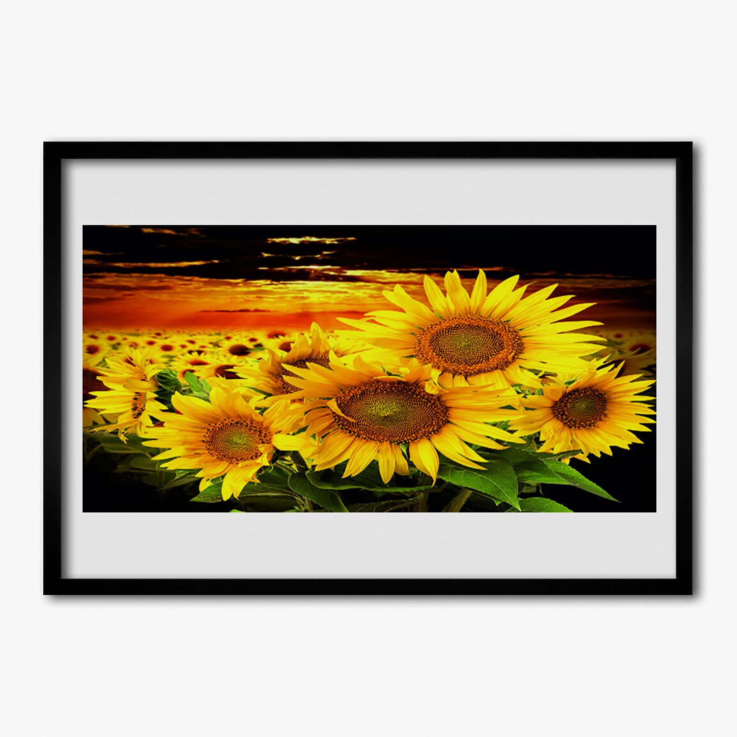Affiche avec cadre murale 70x50 cm motif plante fleur de tournesol pour salon et cuisine - 5