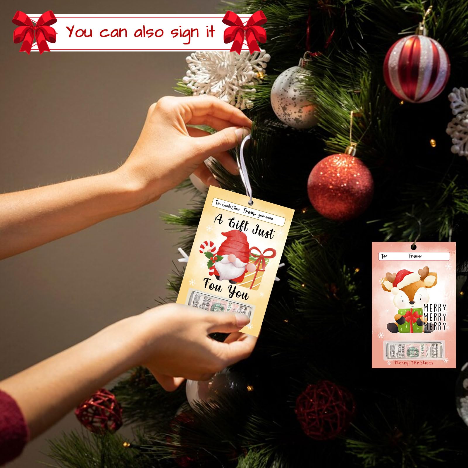 Paquete De 8 Tarjetas De Navidad Para Dinero En Efectivo, Adornos De