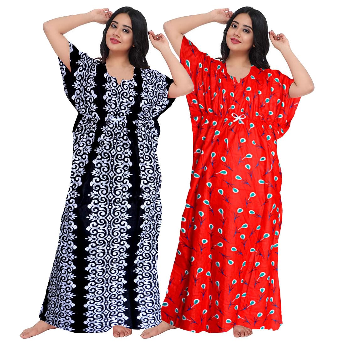 Women's Pure Cotton Nightwear Casual Nighty (FASHION-1090 M) Black-image-14