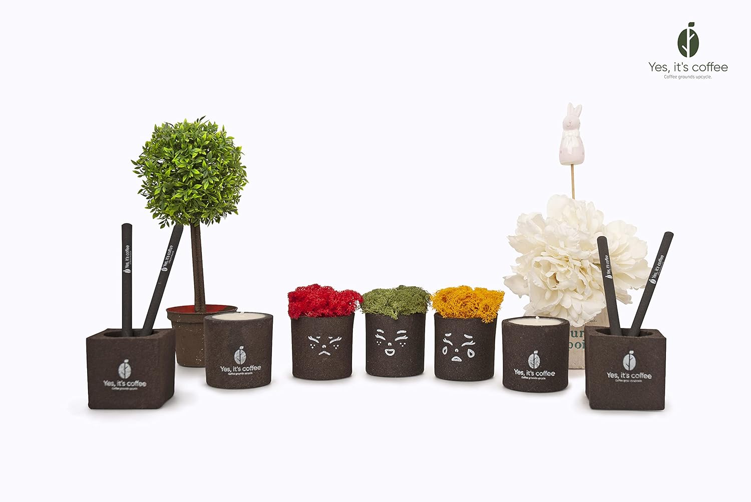 No Toxic Coffee pencil(Hand made) 100% Natural Used Coffee Ground Eco-pen (8EA, With logo)