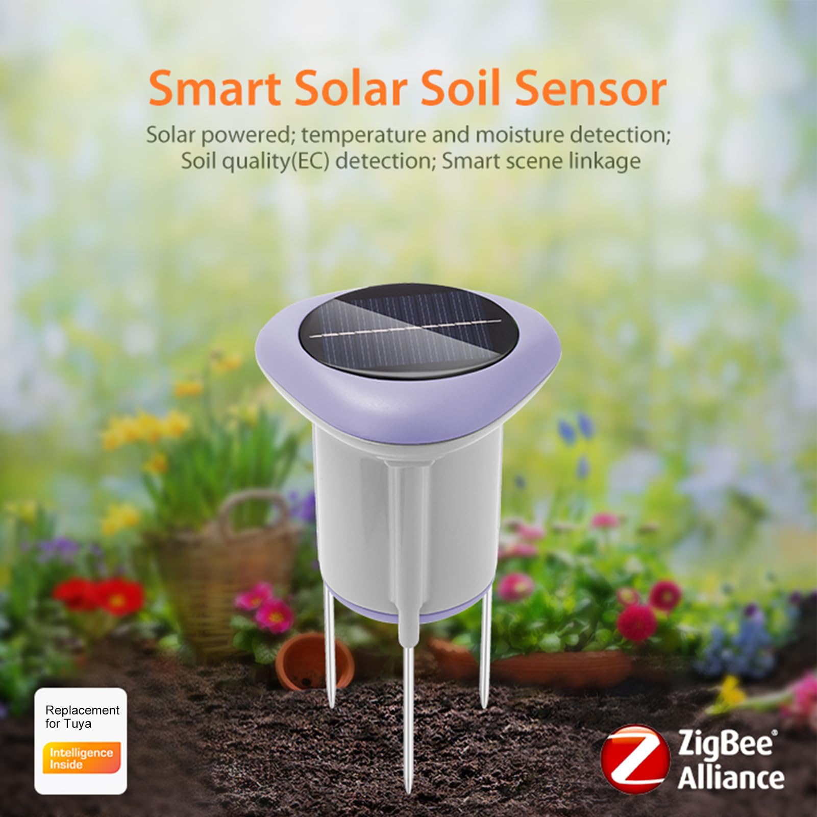 Inteligentny czujnik słoneczny gleby Temperatura Wilgotność Tester jakości gleby Zigbee 3.0 Kompatybilny z monitorowaniem gospodarstw w ogrodzie ABS szary