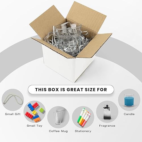 Miniatura 3 de Golden State Art Cajas de envío blancas de 4 x 4 x 4 pulgadas, paquete de 28 cajas de cartón corrugado para envío y almacenamiento de correo de