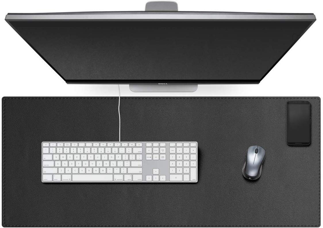 Luxuriöse Schreibtischunterlage aus Leder, multifunktional, für Büro, Tastatur, Schreibunterlagen, wasserdicht, für Zuhause, Laptop, Gaming-Matten für Manager, Herren, Studenten, schwarz, 90 x 50 cm