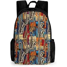 Men Women Polyester Sax Jazz Music Saxophone Backpack Large Capacity Bookbag With Smooth Zippers for Climbing Picnic Bicycle