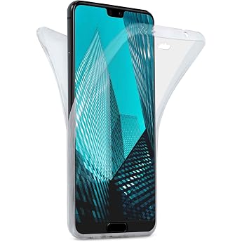moex Double Case for Huawei P20 Pro Silicone Transparent 360 Degree Full Body All-Round Protection Complete Protective Case on Both Sides Mobile Phone Case Front and Back - Clear