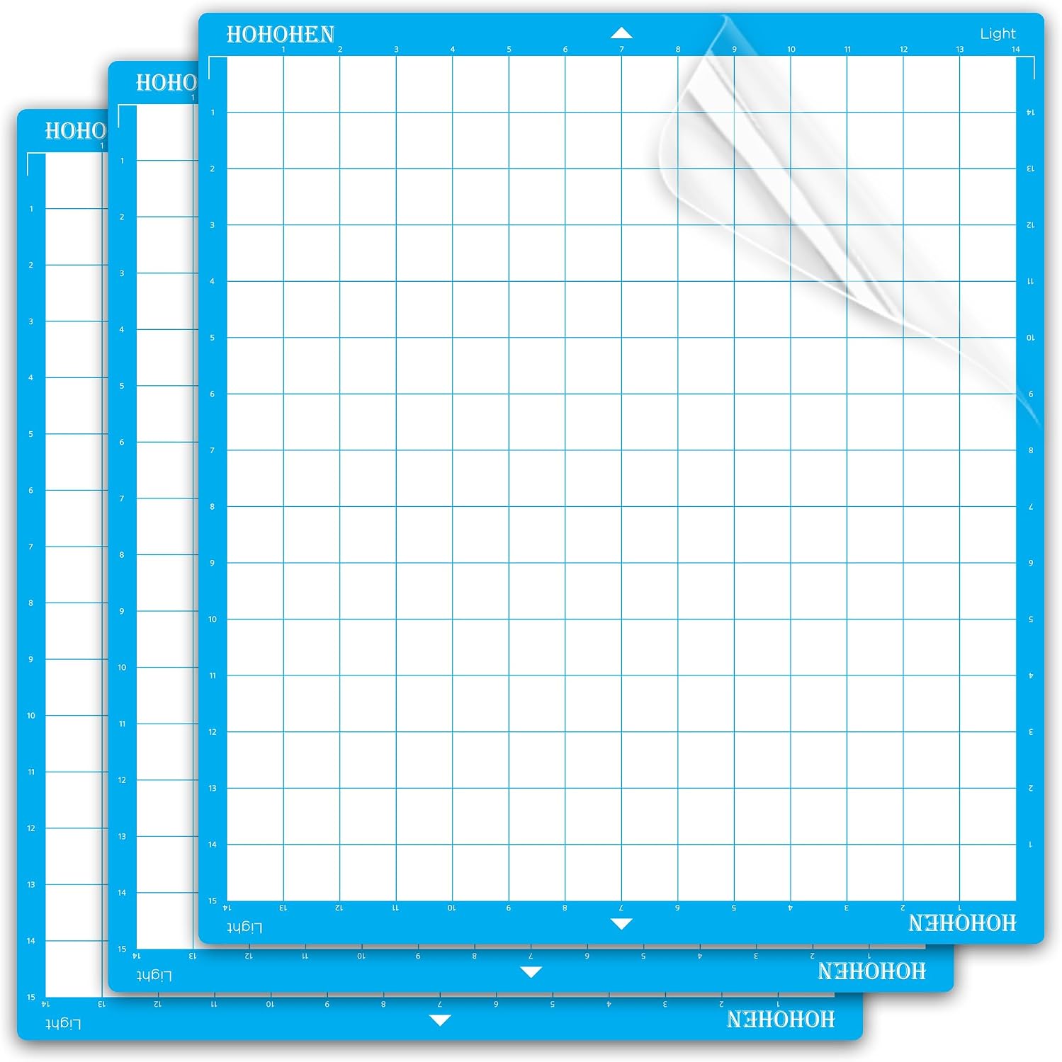 Cutting Mats for Silhouette Cameo 5 Alpha Plus and Cameo 4/5 Plus,14x15 Inch 3 Pack Blue Light Tack Adhesive Sticky Long-lasting Replacement Cut Mat