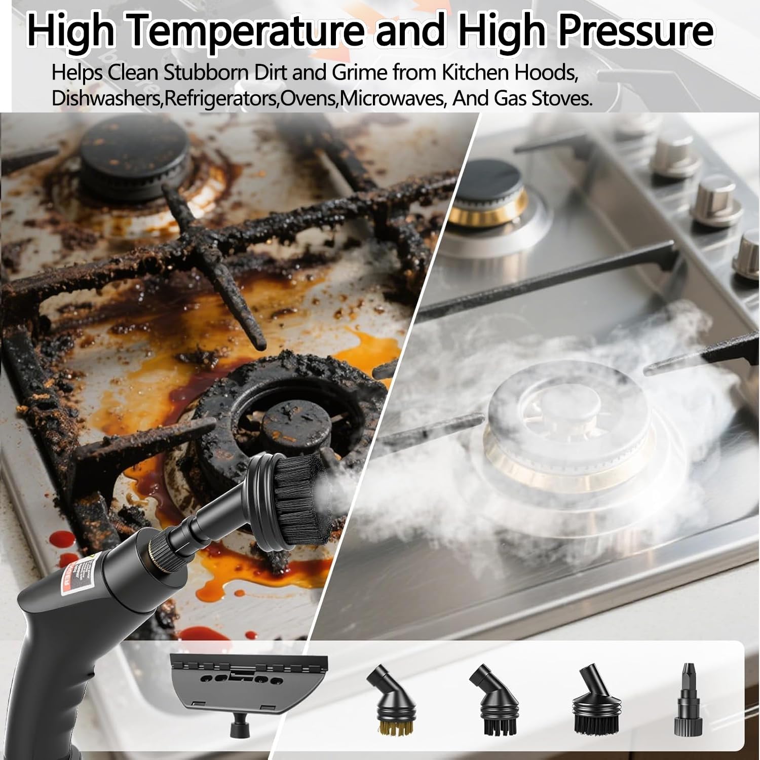 Steam Cleaner Steamer for Cleaning 2500W Handheld Steam Cleaner 6-Gears Adjustable, 15s Heat-Up, 1.2L Tank, Car Steamer for Furniture,Kitchen,Grout,Floor,Tile, Couch And Car - Image 5