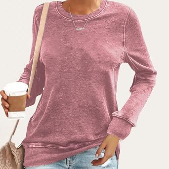 Long Sleeve Shirts for Women Fall 2025 Fashion Casual Cute T Shirt Plus Size Crew Neck Basic Loose Tunic Tops Outfits