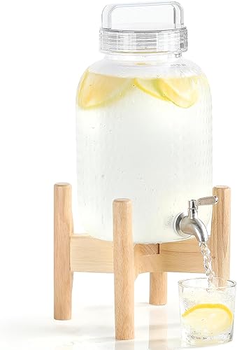 Miniatura 12 de EGGKITPO Dispensadores de bebidas de 1.5 galones con grifo y elegante soporte para fiestas, dispensador de limonada de policarbonato con soporte de