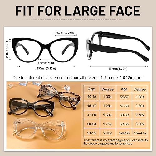 Miniatura 5 de OCCI CHIARI Lentes de lectura transparentes con estilo 3.5 para mujer (1.0 1.25 1.5 1.75 2.0 2.25 2.5 2.75 3.0 3.5 4.0 5.0 6.0)