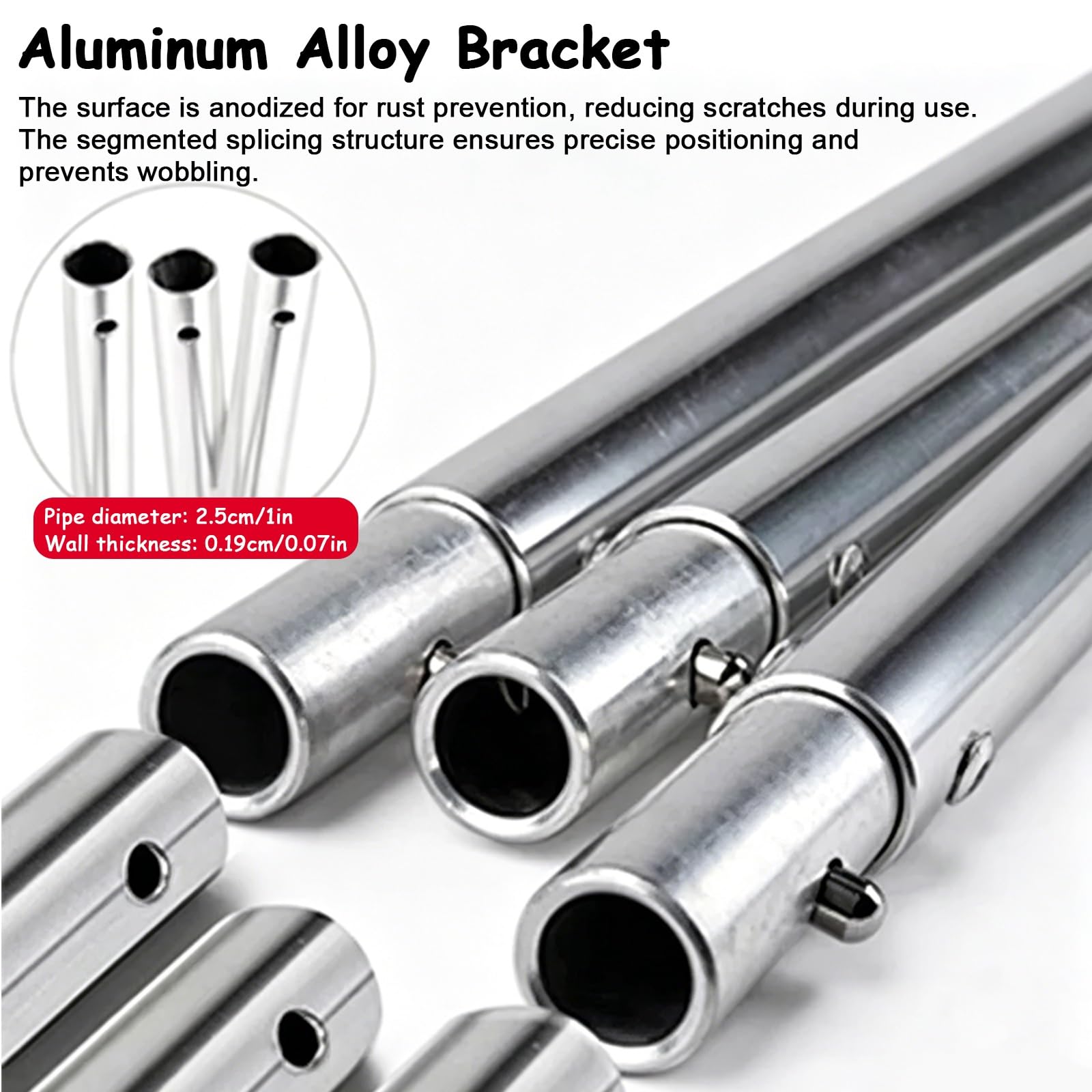 Tendalino Barca a 4 Archi, Ombreggiatura per Barche, Tessuto Oxford 800D, Telaio in Alluminio, 2 Pali di Supporto Posteriori, 2 Cinghie, Custodia Inclusa(Red,190-210cm/75-82in)
