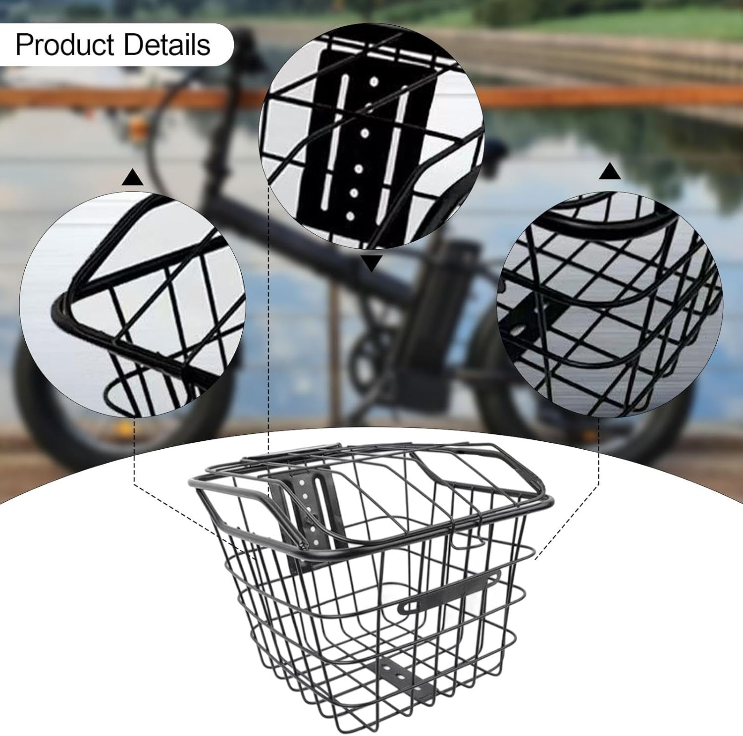 Electric Bike Basket Front Cargo Rack Practical Easy Assembly Metal Wire Universal Bicycle Basket for Casual Biking Accessory