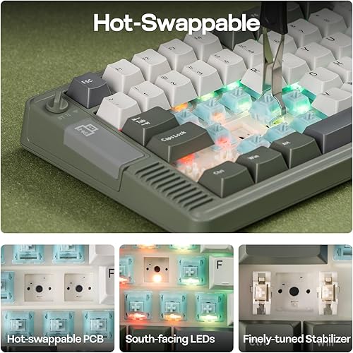 Miniatura 6 de EPOMAKER Teclado mecánico inalámbrico RT85 con joystick y pantalla de bricolaje, 8000mAh, BTUSB2.4Ghz, junta, rellenos de 5 capas, intercambio en