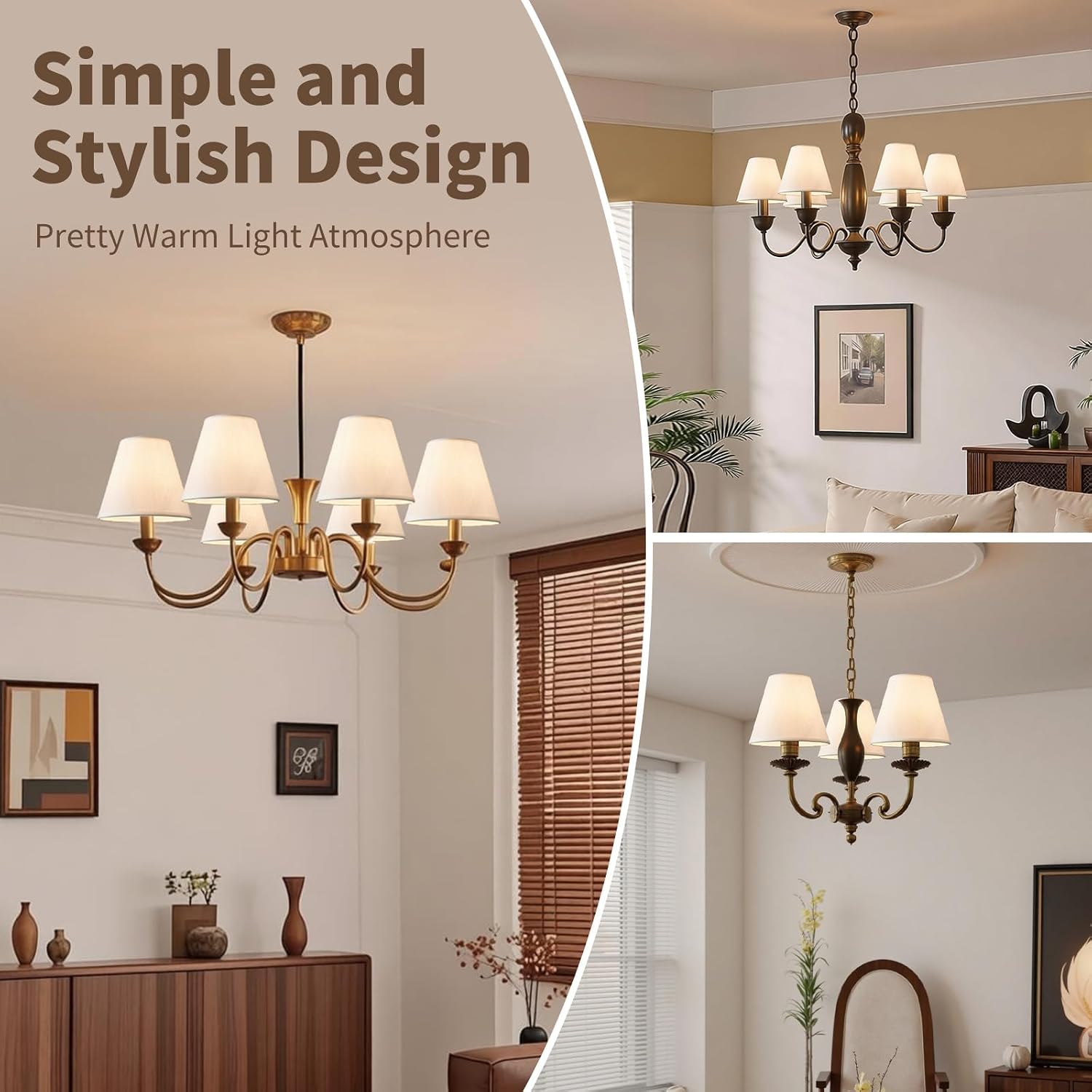 Small Lamp Shades Set of 6, Clip-on Fitter Lamp Shades, 3" x 6" x 5", Small Lamp Shade for Chandelier Lamp Replacement,Suitable for a variety of scenes such as living room, bedroom, dining room.