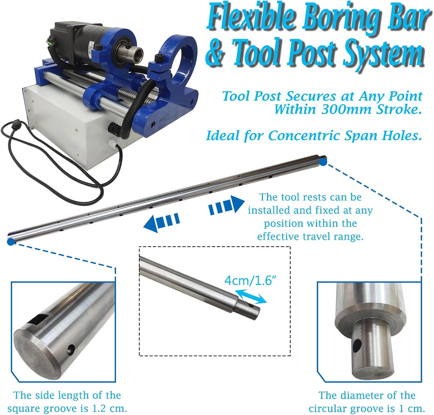 Portable Line Boring Machine, Hole Drilling Machine with Handle Control, 1.4"-3" Boring Diameter, 63" Alloy Steel Boring Bar for Excavators, Cranes, Loaders, 1.5KW 110V