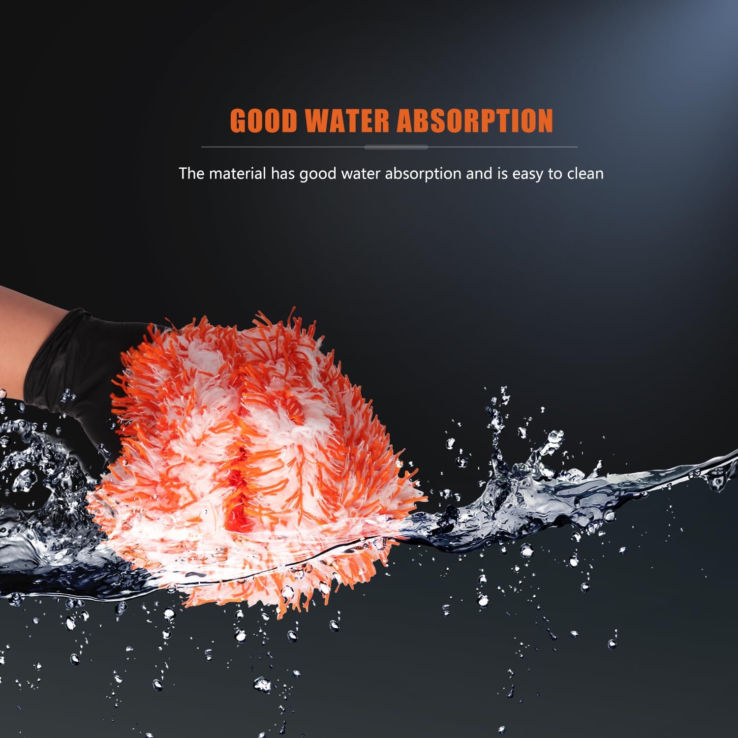 Microfiber Wash Pad, SPTA 3Pcs Ultra Wheel Pad Perfect for Wheels, Grills, and Tight Areas; Proprietary Microfiber Blend; Easily Releases Contaminates Upon Rinsing, 8.5in x 9.8in, Black/Orange-MT023B3 - Image 4