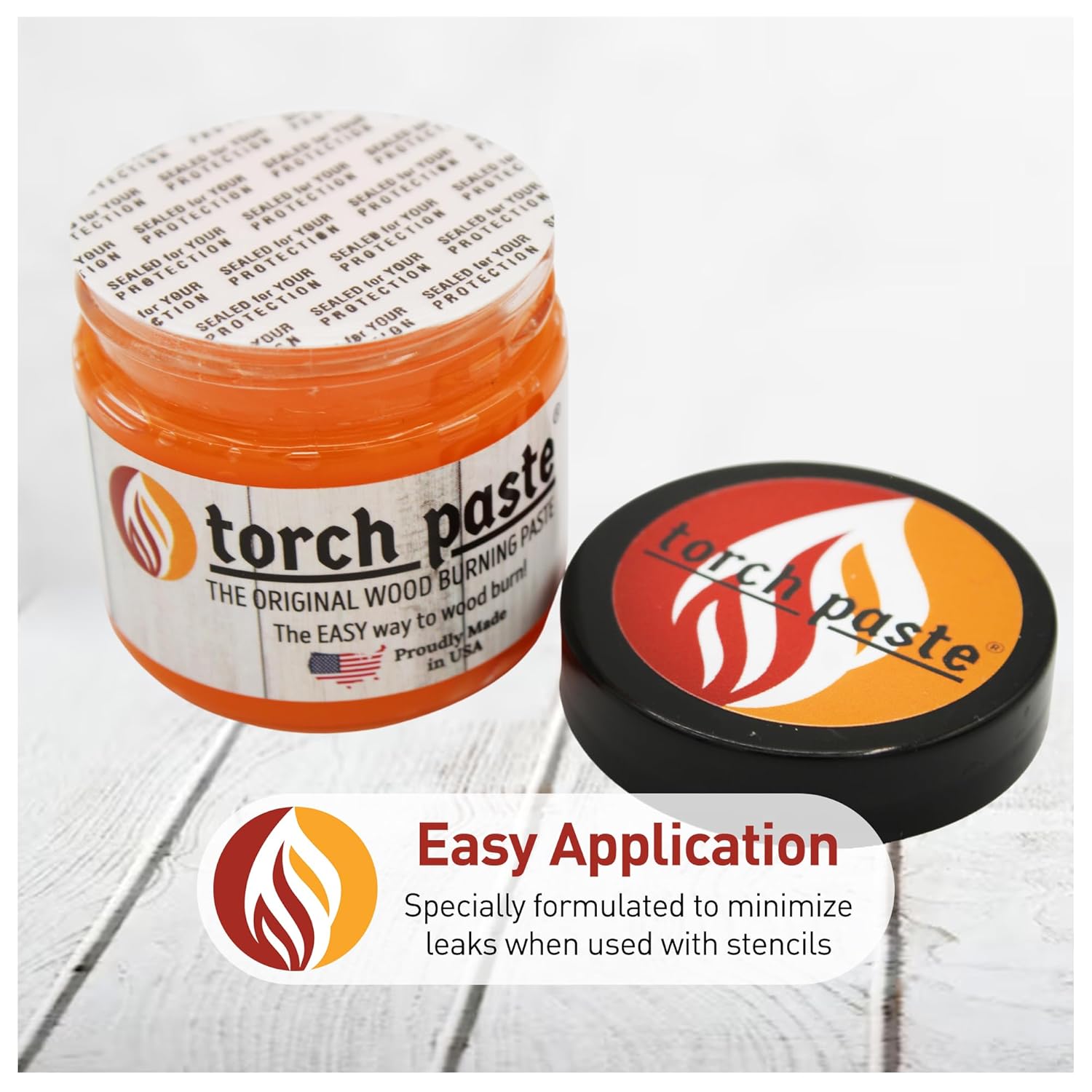 Torch Paste - The Original Wood Burning Paste | Made in USA Heat Activated Non-Toxic Paste for Crafting | Accurately & Easily Burn Designs on Wood, Canvas, Denim & More - Pack of 3 Jars + 3 Squeegees