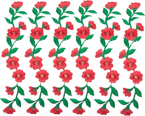 Miniatura 9 de MSCFTFB 6 parches bordados de flores de 9 12 pulgadas de largo, apliques para planchar para recortar ropa, zapatos, jeans, adornos de ropa (dorado)