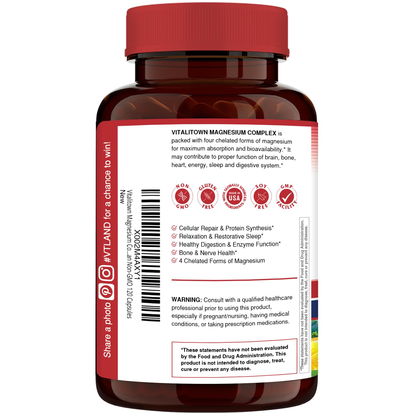 Vitalitown Magnesium Complex Supplement 500mg – NSF Certified, 120 Capsules — Amazon image 6